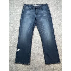 Kenneth Cole Straight Jeans Mens 34X30 Blue Denim Distressed Low Rise Whiskering